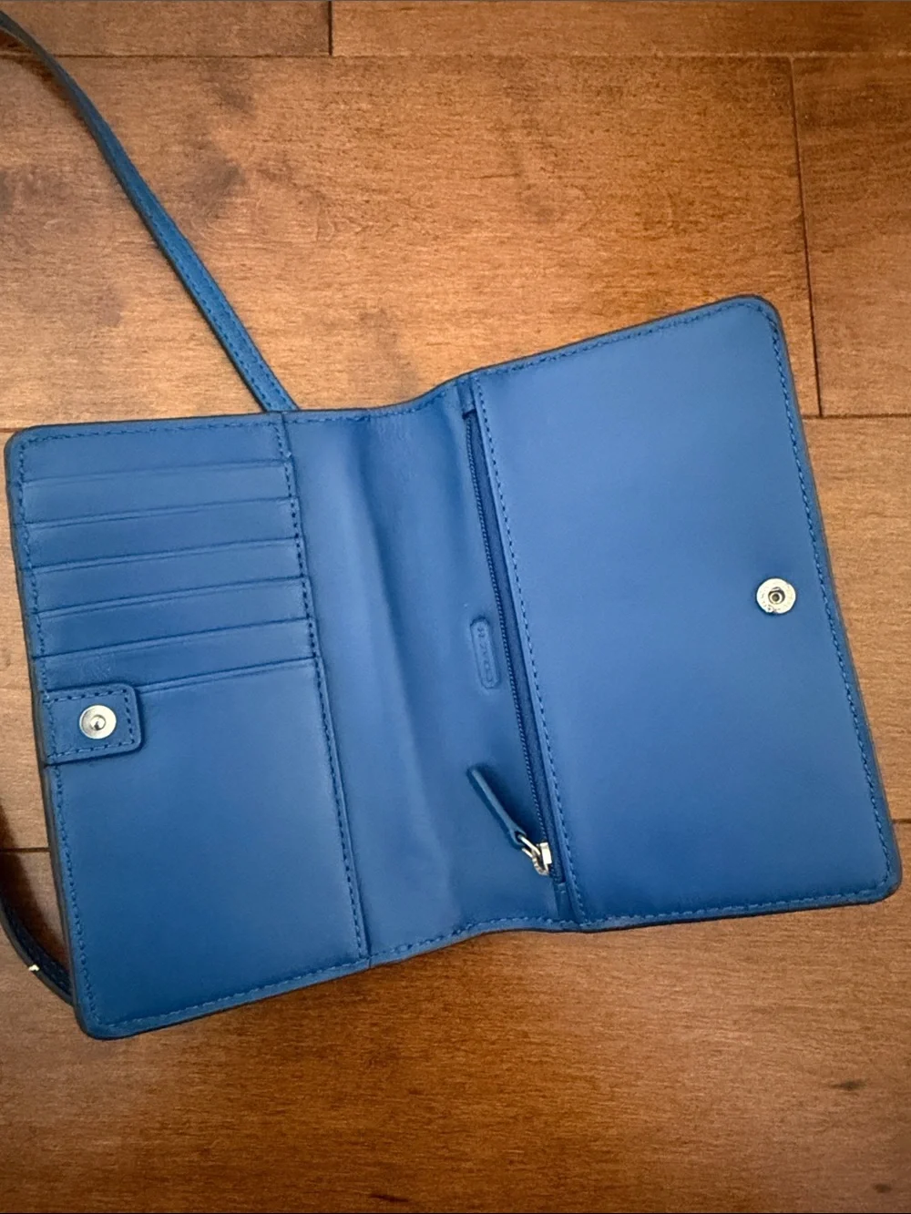 Coach Blue Crossbody Card Case with Adjustable Strap